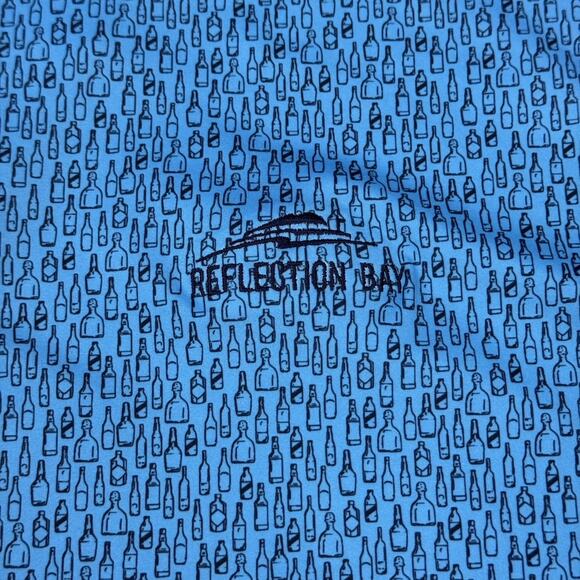 Peter Millar Featherweight Sz XXL Polo Shirt Reflection Bay Blue Beers Golf AOP - Picture 6 of 10